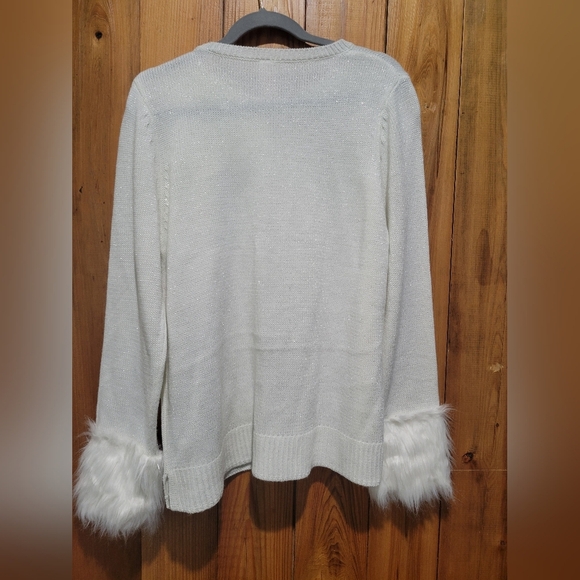 Let It Snow Sweater with Faux Fur Cuffs - Picture 7 of 14